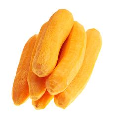 Pile of peeled carrots isolated