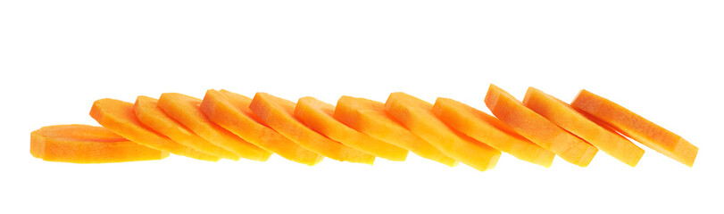 Sliced peeled carrot isolated