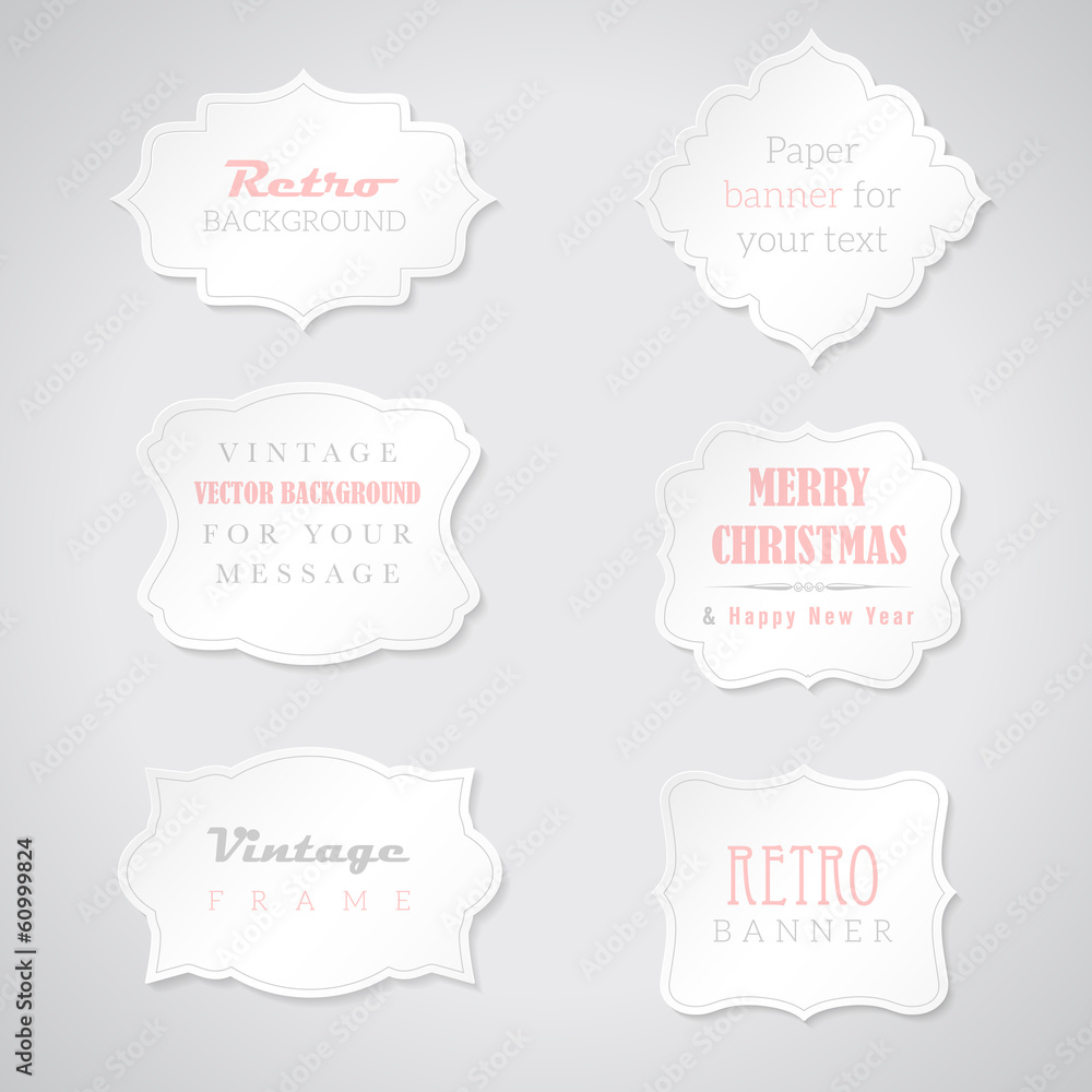 Canvas Prints set of retro paper banners with place for your text