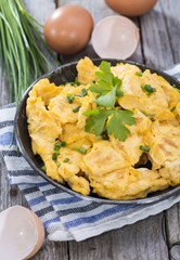Portion of fresh made Scrambled Eggs