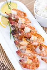 Skewered Prawns with Rice