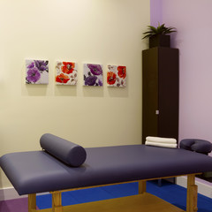Interior design of massage room in a clinic center