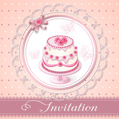 invitation card with cake