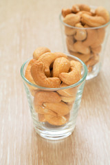 Cashew nut in glass
