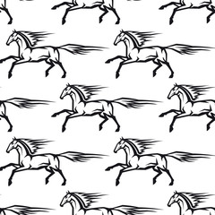Seamless pattern of galloping horses