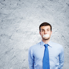 Speechless businessman