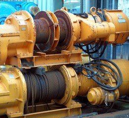 Large Yellow Winch with Steel Cable