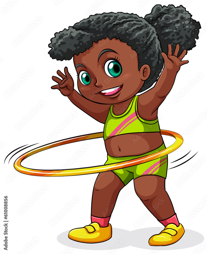 Poster A young black girl playing with the hulahoop