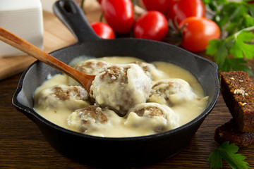 Swedish meatballs in a creamy sauce.