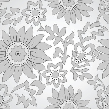 Seamless silver floral background