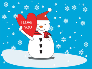 Love snowman with heart