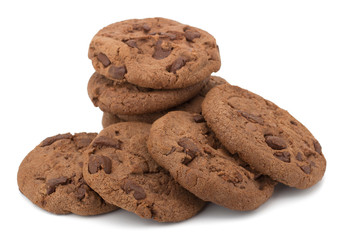 Chocolate pastry cookies isolated on white background