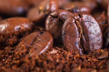 background from the fried coffee beans
