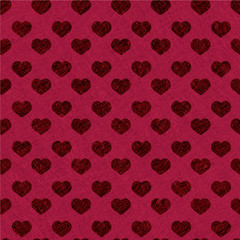 Valentine pattern with seamless hearts on red background