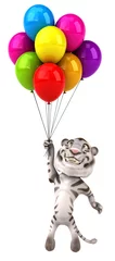 Papier Peint photo Animaux avec ballon Tigre blanc