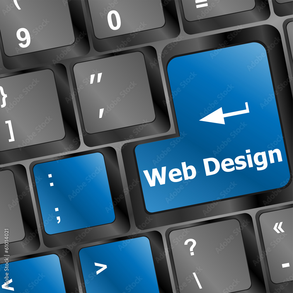 Poster web design: computer keyboard with website on enter button