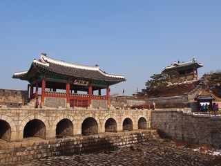Fototapeta premium Hwahongmun of Hwaseong Fortress in Suwong, South Korea
