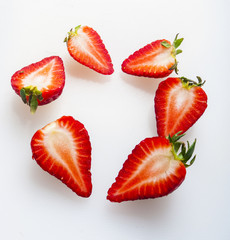 strawberry cut on white background