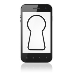 Data concept: Keyhole on smartphone