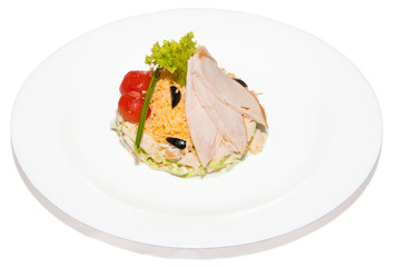 Salad vegetable with tomato cherry cheese olive lettuce and