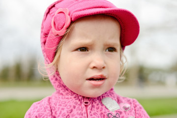 sad girl with  injury on lip