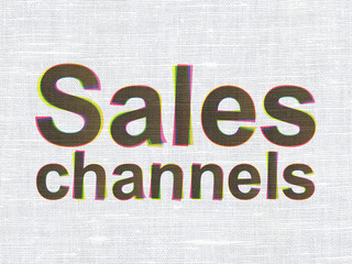 Advertising concept: Sales Channels on fabric texture background