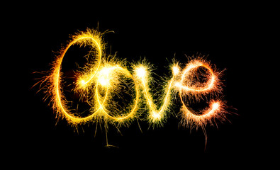 Valentines Day - Love made a sparkler on black