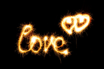 Valentines Day - Love made a sparkler on black