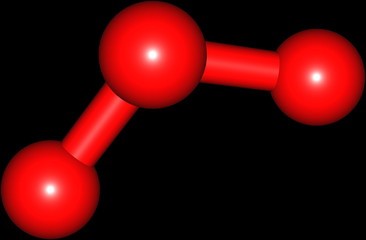 Ozone (O3) molecular structure isolated on black