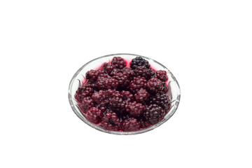 Fresh blackberry jam on isolated background
