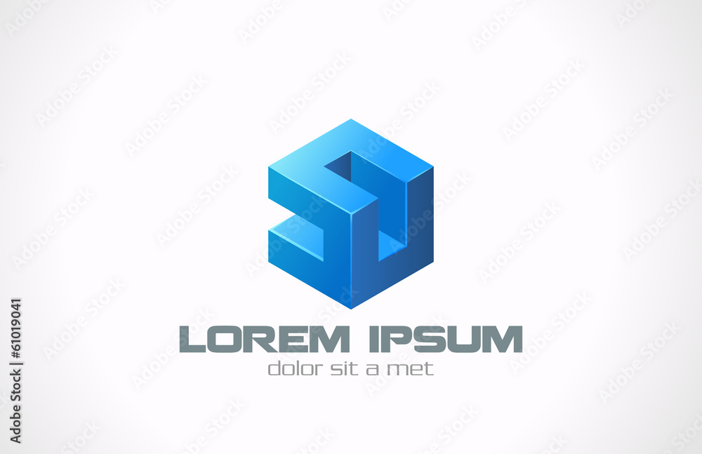 Poster Logo Box abstract puzzle vector icon design template. Logic cube