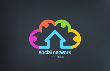 Logo Social Cloud vector icon design template. Marketing