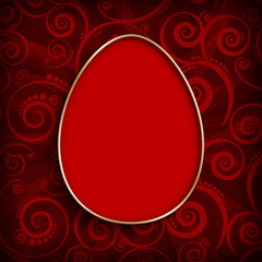 Happy Easter - red egg on patterned background