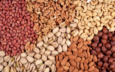 Assorted nuts background