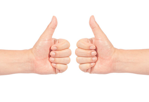 make thumbs up isolated on white