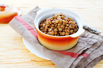 side dish of green lentils