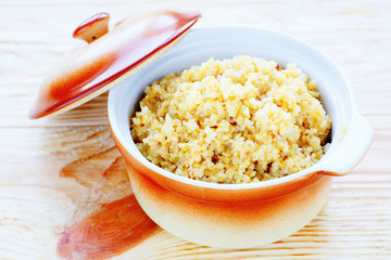 side dish of golden couscous