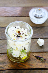 slices of marinated feta