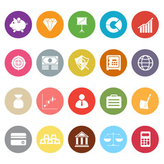 Finance flat icons on white background