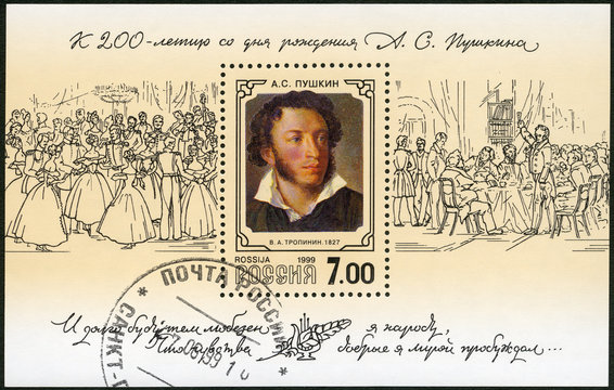 RUSSIA - 1999: shows portrait of Alexander Pushkin (1799-1837)