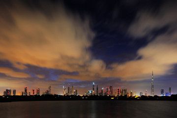 Fototapeta na wymiar A dynamic skyline of Dubai, UAE at dawn