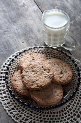 chocolate chip cookies and milk