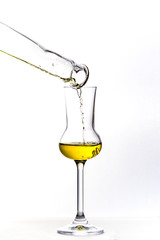 Pouring the Grappa into a glass