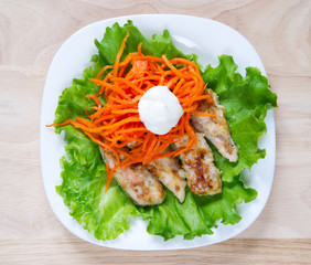 Grilled chicken on salad