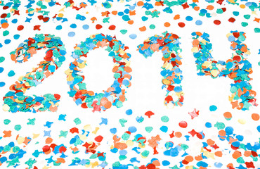 Carnival 2014 oblique date confetti isolated