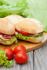 Sandwiches on a wooden background