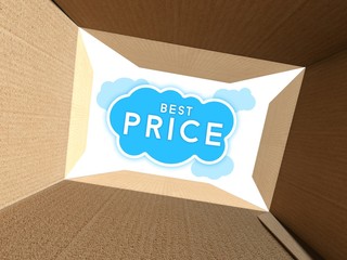 Best price seen from interior of cardboard box