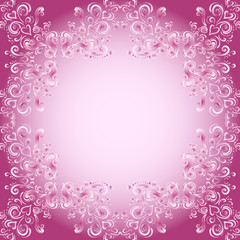 Abstract floral background with hearts in pink