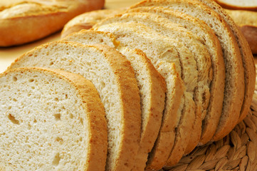 slices of pan de payes, a round bread typical of Catalonia, Spai