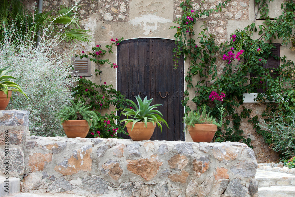 Wall mural street in spanish village valldemossa, mallorca